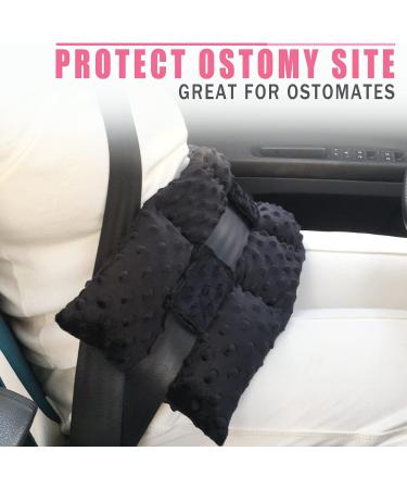 Ostomy Seatbelt Pillow - Protect Your Stoma with Comfort | Colostomy Ileostomy Urostomy Driving Cushion - Black Minky Dot - Buy Online on GoSupps.com