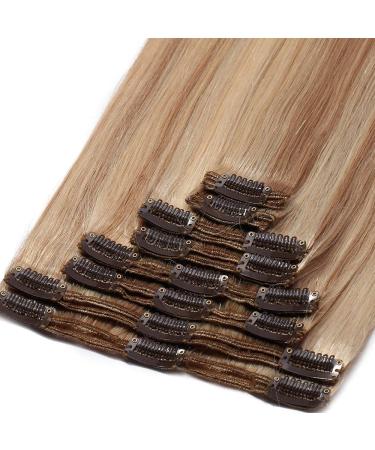 Real Hair Clip-In Extensions - 8pcs Thick Double Dilter 18 Clips | 30cm 115g #18/613 Light Ash Blonde/White Blonde - Buy Online on GoSupps.com