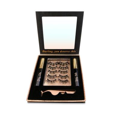 Spicy Lola Fluffy 8D Magnetic Lashes Kit - Voluminous Natural Looking False Eyelashes with Mirror & Magnetic Eyeliner - Easy to Apply  Light  Long Lasting | Eyelashes Extension Look Cat Eye Natural Lashes 8D Volume Fluff...
