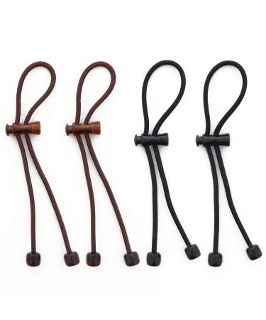 Pulleez Plus Sliding Ponytail Holder  11 Set of 4 - Acrylic Charms - 2 Brown/ 2 Black Elastic Hair Ties