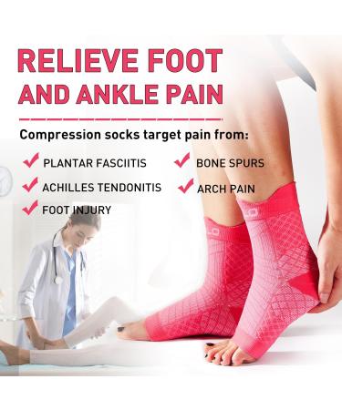 HUEGLO 4 Pairs Neuropathy Neuro Compression Socks for Plantar Fasciitis Support | Ankle Brace for Pain Relief | Breathable Anti-Slip Foot Support (Pink, Size L) - Buy Online on GoSupps.com