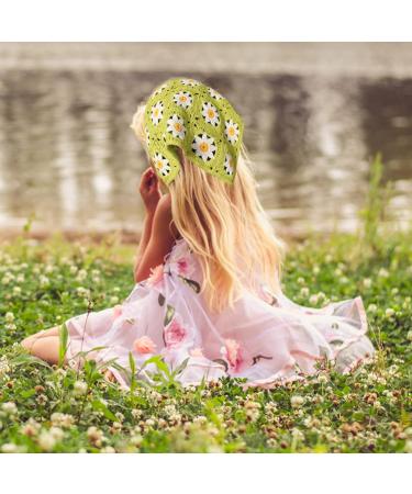 Kunyeah Floral Crochet Hair Bandana Set - Boho Vintage Headbands for Women (Yellow/Black) - Buy Online on GoSupps.com