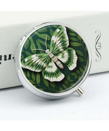 Portable 3 Compartment Travel Pill Box - White Moth Design | Small Pill Organizer for Handbag & Pocket - Ideal for Travel - Buy Online on GoSupps.com