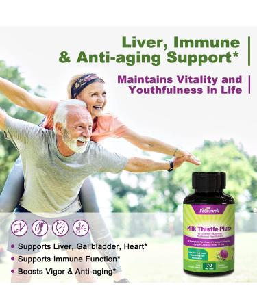 Focuswell Milk Thistle Extract 380mg 80% Silymarin Liver Cleanse & Repair Supplement - 140 Veggie Capsules (2 Pack) with Goji Berry & Zinc - Digestion Support - Buy Online on GoSupps.com