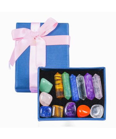 ABHISUBYA Chakra Crystals Set - 13Pcs Seven Chakra Stone - Crystals and Healing Stones - Gifts for Women - Crystals for Beginners -Gift Set Women - Quartz Crystal - Healing Gifts Crystal Kit