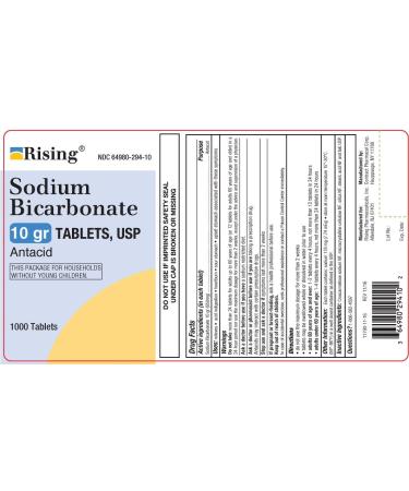 Rising Pharma - Sodium Bicarbonate 650mg - Antacid Used for Acid Indigestion Heartburn Sour Stomach Stomach Upset - 1000 Tablets