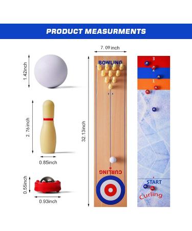 N/Q 3 in 1 Table Top Shuffleboard, Curling, and Bowling Game Set - Portable Family Fun for Home, School, and Travel - Ideal Gift for Kids 6 and Up - Compact Storage Solution - Buy Online on GoSupps.com