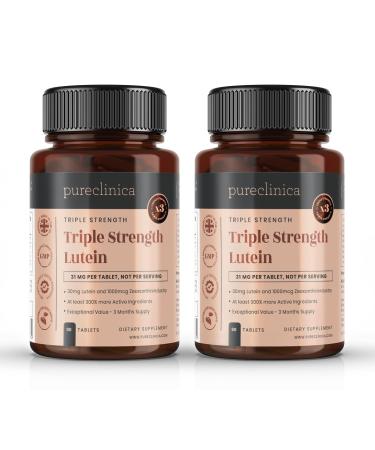 Pureclinica Triple Strength Lutein 30mg x 180 Tablets (2 Bottles of 90) with 1000mcg Zeaxanthin