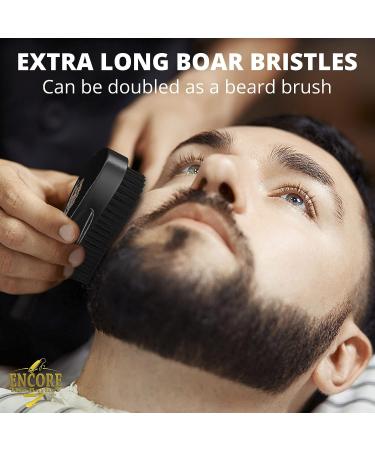 Encore Barber 360 Wave Brush - Medium Boar Bristle | Curved Palm for Men's Hair - Black - Buy Online on GoSupps.com