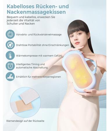 Back and Neck Massager with Warmth - Deep Tissue Massage Pillows for Shoulders Back & Legs - Perfect Gift in Gray Blue - Buy Online on GoSupps.com