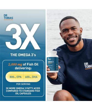 Dr. Tobias Omega 3 Fish Oil 800 mg EPA 600 mg DHA Omega 3 Supplement for Heart Brain & Immune Support Absorbable Triple Strength Fish Oil Supplements - 2000 mg Per Serving 90 Softgels - Buy Online on GoSupps.com
