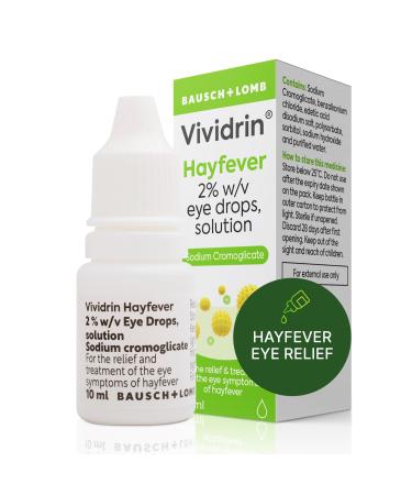 Vividrin Hayfever Eye Drops 10ml Contains Sodium Cromoglicate for Hayfever Relief Allergy Eye Drops for Itchy Eyes Watery Red Sore and Puffy Eyes Hayfever Eye Drops for Adults and Kids