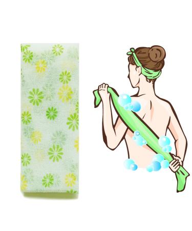 NOPIGO Premium Nylon Exfoliating Washcloth/Korean Loofah Puff Large Back Scrubber  Beauty Bath Sponges for Shower (Floral-Green)