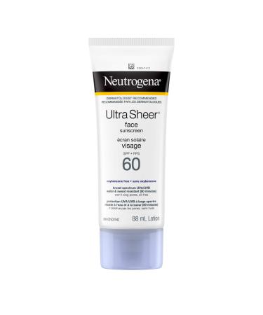 Neutrogena Suncare Neutrogena ultra Sheer Face Sunscreen Spf 60 Non-Greasy Lightweight 88 ml 1 count (Pack of 1) Cream (SPF 60)