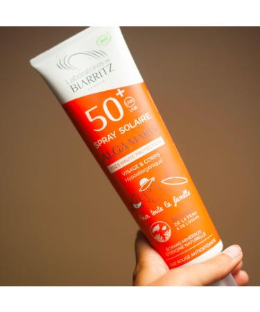 Laboratoires de Biarritz Sonnenpray LSF50+ ALGA Maris Bio - Certified Sunscreen for Face & Body - Family Size 150ml - Made in France - Suitable for Babies Children & Adults - Buy Online on GoSupps.com