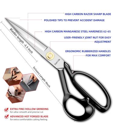 9 Inch Titanium Fabric Scissors - Professional Heavy Duty Tailor Shears for Cloth Cutting - Ultra Sharp Sewing Scissors for Dressmaking and Leather - White - Buy Online on GoSupps.com