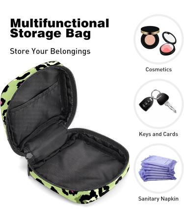 Green Pink Leopard Print Sanitary Napkin Storage Bag with Zipper - Portable Menstrual Cup and Pad Pouch for Women and Teens - Color 7 - Buy Online on GoSupps.com