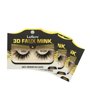 Laflare Silk Lashes 3D FAUX MINK Eyelashes Light Reusable Handmade Natural Looking Professional Easy to Apply Eyelashes in a Knitted Style1-3 PACKS BUNDLE SPECIAL (3 SD05L) 3 SD05L