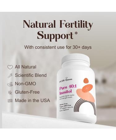 Pure 40:1 Inositol - Myo + D-Chiro Inositol Supplement - for Women with Fertility Skin & Menstrual Cycle Needs - 1 Bottle 120 Count (Pack of 1) - Buy Online on GoSupps.com