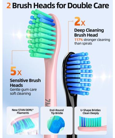 Buy Sonic Electric Toothbrush for Adults - 5 Modes 40 000 VPM 12 Brush Heads Waterproof & Long Battery Life - Perfect for Fresh Breath Worldwide - Buy Online on GoSupps.com