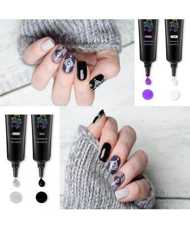 Nail Stamping Gel Polish 8 Colors Stamping Polish Red Black White Purple Blue Silver Soak Off Printed Gel UV Nail Polish Gel for Nail Stamp Plate Stamper DIY Nail Art Design - Buy Online on GoSupps.com