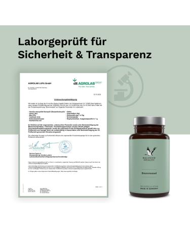 Buy 20:1 Real Nettle Extract Capsules - 900mg High Dose - 180 Vegan Capsules - No Additives - Laboratory Tested - Made in Germany | Balanced Vitality - Buy Online on GoSupps.com