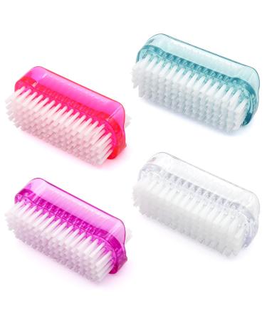 ZYNERY 4pcs Double Sided Nail Brush Nail Cleaning Brush Plastic Nail Brushes Nail Scrubbing Brush Multi-Function Brush Scrub Brush Used for Cleaning Fingers Nails Toenails Home Use