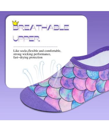 Kids Water Shoes | Lightweight Aqua Socks for Boys & Girls | Non-Slip Swim Shoes for Beach & Pool | Toddler Size 1-2 Little Kid | BT-YL/Pink-Purple - Buy Online on GoSupps.com