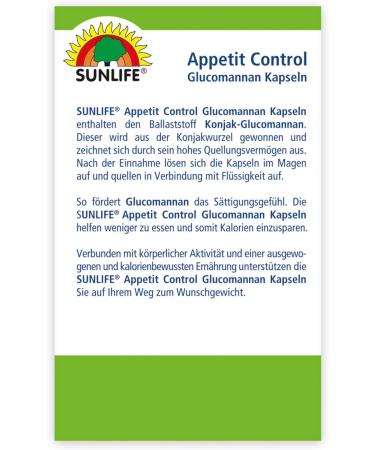 Buy Sunlife Appetit Control Capsules | 400mg Glucomannan | Appetite Suppressants | 48 Pieces | High-Quality Vegan Nutritional Supplements - Buy Online on GoSupps.com
