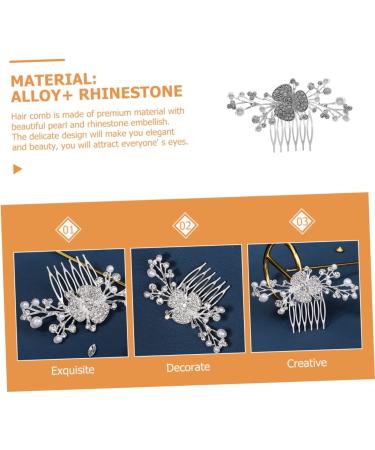 DOITOOL Rhinestone Five-tooth Hair Comb Bride Hair Accessories Wedding Hair Comb Clip Wedding Headpiece for Bride Tiara Pearl Hair Accessories Hair Piece Rhinestones Alloy - Buy Online on GoSupps.com