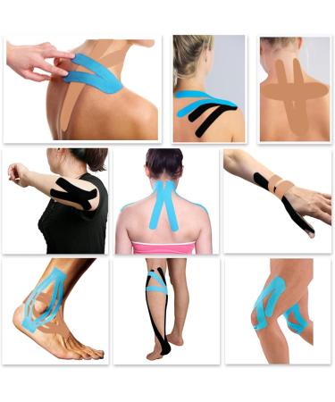 GNCLOUD Kinesiology Tape 2 Rolls 5cm x 5m - Blue Elastic Muscle Support Tape for Exercise - Buy Online on GoSupps.com