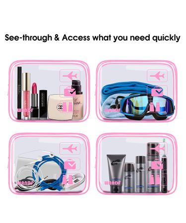TSA Approved Clear Toiletry Bag Set - 2 Pink Carry-On Cosmetic Pouches for Men & Women - Buy Online on GoSupps.com