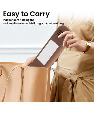 Travel Makeup Brush Holder with Mirror | Silicone Cosmetic Organizer with Zipper | Large Makeup Travel Essentials for Women - Buy Online on GoSupps.com