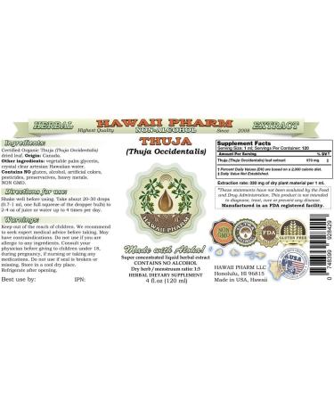 Thuja Alcohol-Free Liquid Extract - Natural Herbal Supplement - 2 fl.oz (Pack of 1) | Hawaii Pharm USA - Buy Online on GoSupps.com
