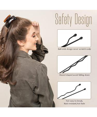 150 Wave Shape Hair Clips - Black Metal Bobby Pins & Hairpin Set for Kids & Salon Use - Buy Online on GoSupps.com