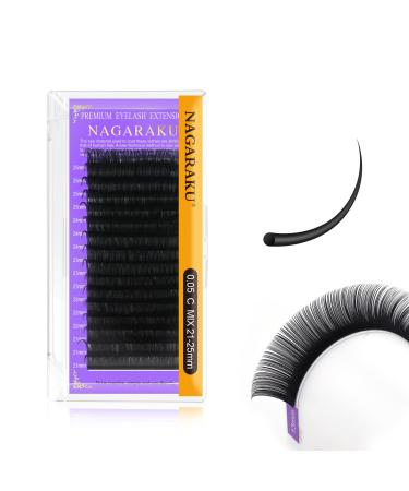 Nagaraku single eyelashes Individual eyelash extension permanent volume eyelashes eyelash extensions gently of course matt black 16 rows (thick 0.05 c curl length 21-25mm mix) 21-25mm Mix 0.05 c