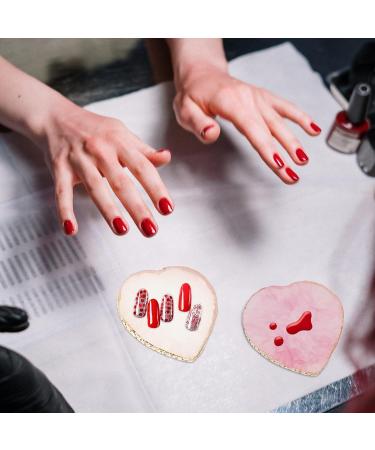 Lurrose 2Pcs Heart Shape Resin Agate Makeup Palette - Ideal for Nail Art & Foundation Mixing | International Shipping - Buy Online on GoSupps.com