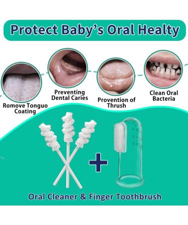 ALARTSNAIL Baby Oral Cleaner Set - 42 Tongue Cleaners, 1 Finger Toothbrush - Newborn to 36 Months - Individual Packaging - Umbrella Brush Head - Baby Mouth Hygiene Kit - Buy Online on GoSupps.com