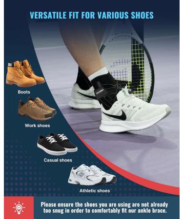 Fit Geno Ankle Stabilizer Brace for Sprained Ankles | Adjustable Breathable Support for Men & Women - Right Medium/Large Black - Buy Online on GoSupps.com