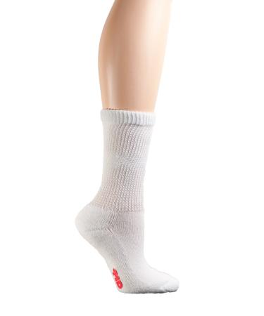 MD USA Premium Seamless Comfort Diabetic Crew Socks White Medium