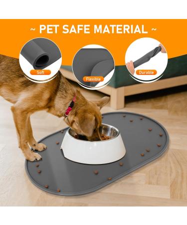 LDYOEN Dog & Cat Bowl Underlay - Waterproof Silicone Feeding Mat 48x30cm - Slip-Resistant Dark Gray - Buy Online on GoSupps.com