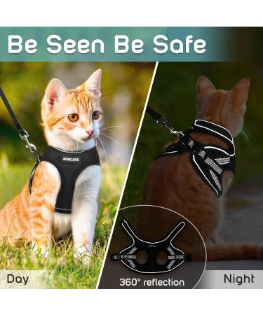 AOKCATS Escape Proof Cat Harness and Leash Set - Reflective Strips, Adjustable Comfort - Small Cat, Kitten - Black, Medium - Buy Online on GoSupps.com