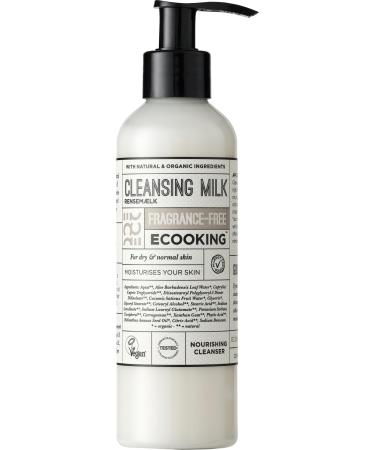 Ecooking Fragrance-Free Cleansing Milk 200ml - Gentle Milk Cleanser for All Skin Types - Nourishing & Moisturizing Facial Cleanser without Scent - Safe and Effective Without Fragrance