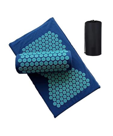Dunlap massage cushion Massage-cushion-massage-matte acupressure alleviate pain tips mat acupuncture massage yoga mat with pillow massage pillows (size: dark blue with bag)