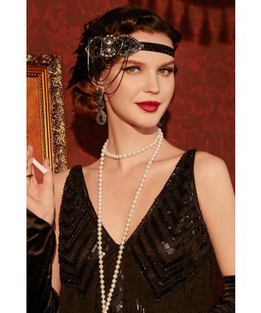 Buy BABEYOND 1920s Headband for Women | Gatsby Costume Accessories | Flapper Feather Hairband in Black - International Shipping - Buy Online on GoSupps.com