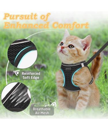Escape Proof Cat Harness and Leash for Walking - Adjustable Reflective Mesh Vest for Comfort Fit - XS Black - Buy Online on GoSupps.com