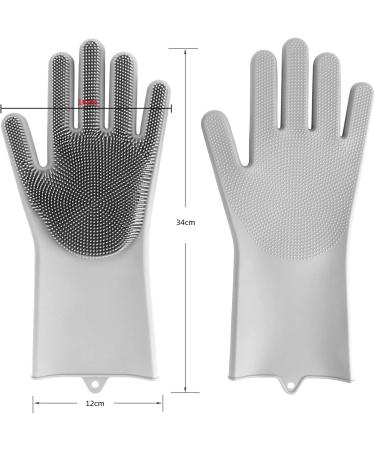 Voarge Silicone Gloves - Antibacterial Cleaning Brush & Wash Scrubber for Kitchen Dishes Bathroom & Car Wash (Gray) - Buy Online on GoSupps.com
