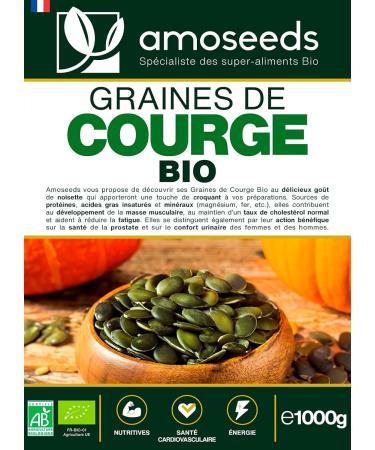 Organic Squash Seeds 1kg | Origin Europe | Cucurbita pepo | Unroasted Salt-Free 100% Natural | Superior Quality - Buy Online on GoSupps.com