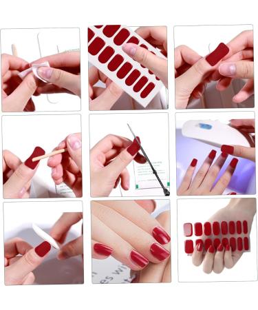 Gel Nail Stickers Cuttable Semi Cured Gel Nail Strips Full Nail Wraps Nail Polish Stickers (UV Lamp Required but Not Included) Dark Red - Buy Online on GoSupps.com