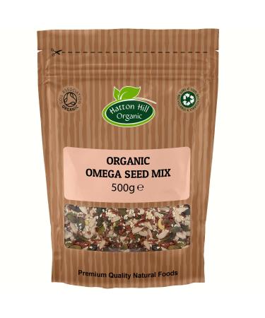 Organic Omega Seed Mix 500g by Hatton Hill | 4 Seeds Mix with Pumpkin Sunflower Sesame and Flax Whole Raw Seeds Blend Non-GMO Vegan - Buy Online on GoSupps.com